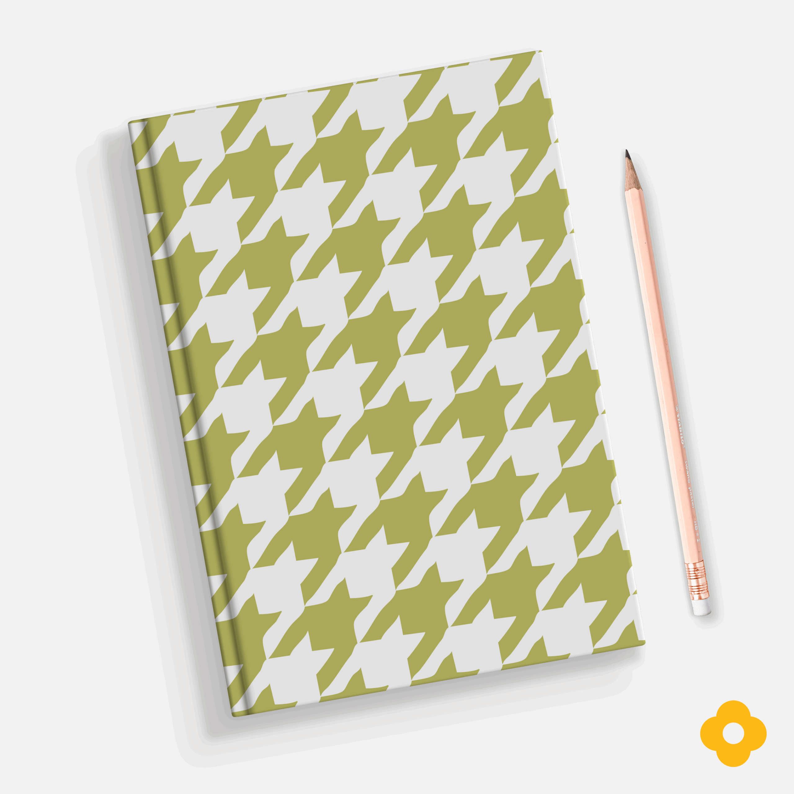 A5 Untitled Notebook with Big Houndstooth design in Lime Green Front Cover by Bloom Design House