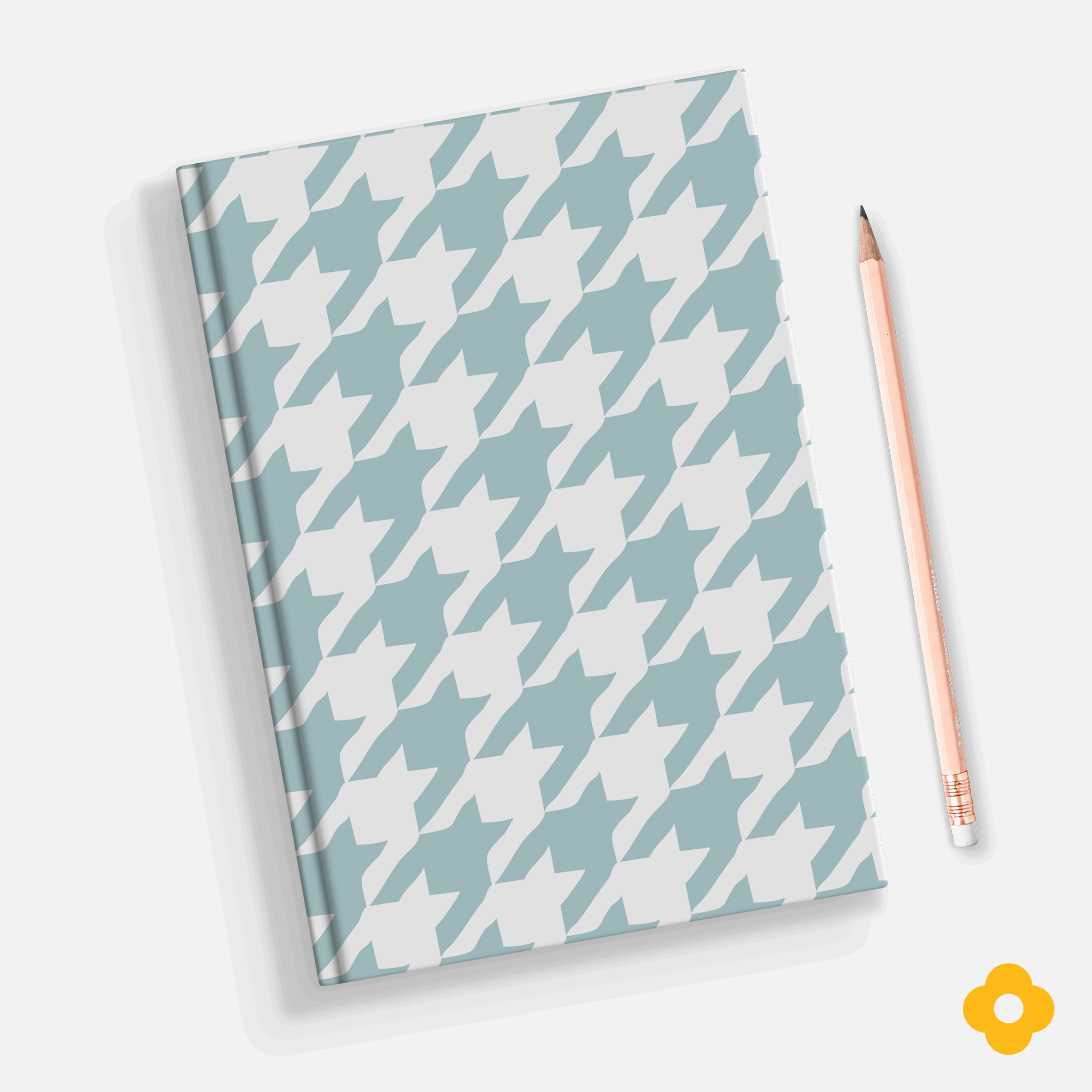 A5 Untitled Notebook with Big Houndstooth design in Shaker Blue Front Cover by Bloom Design House