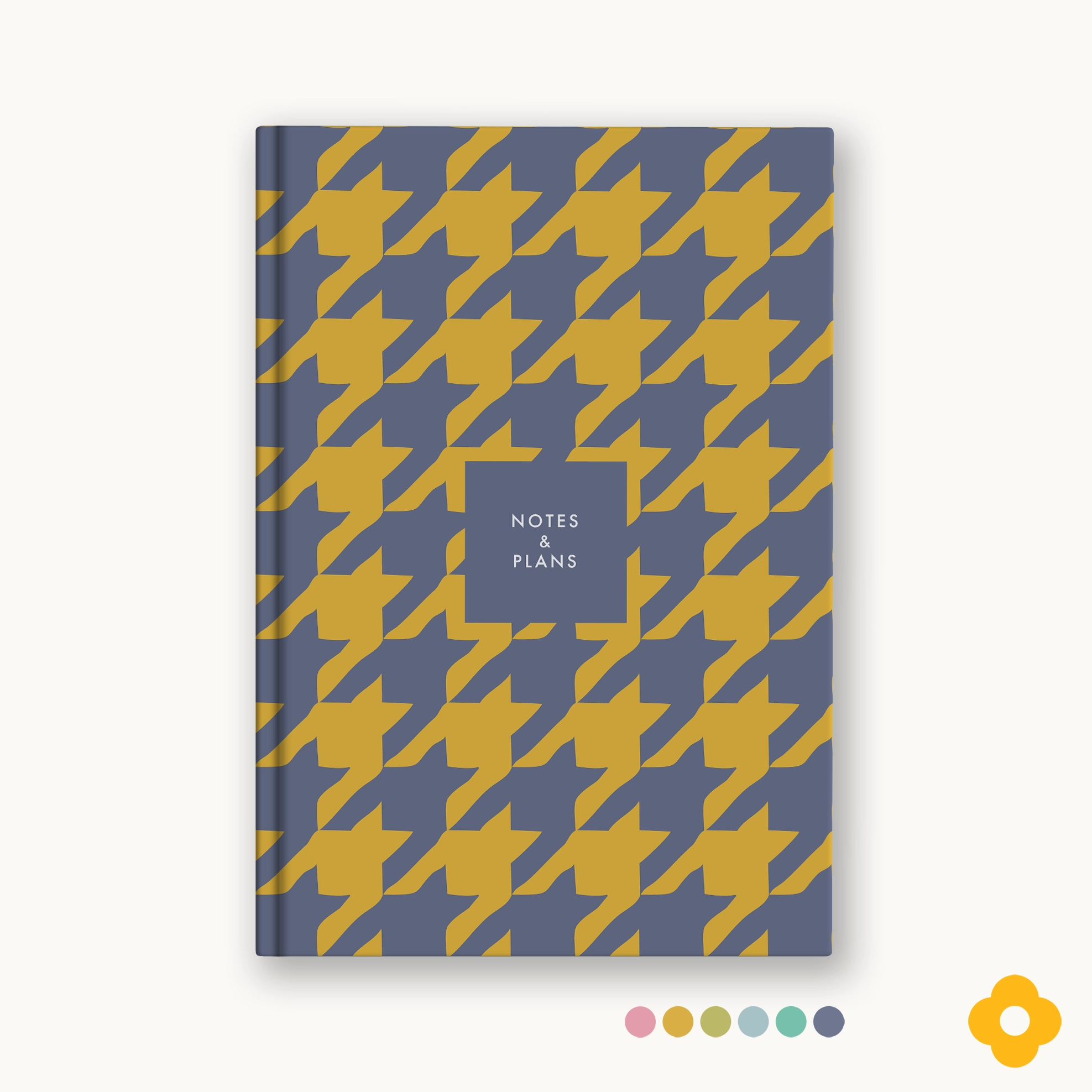 Notes & Plans Notebook – Mixed Houndstooth Pattern in 6 Colours