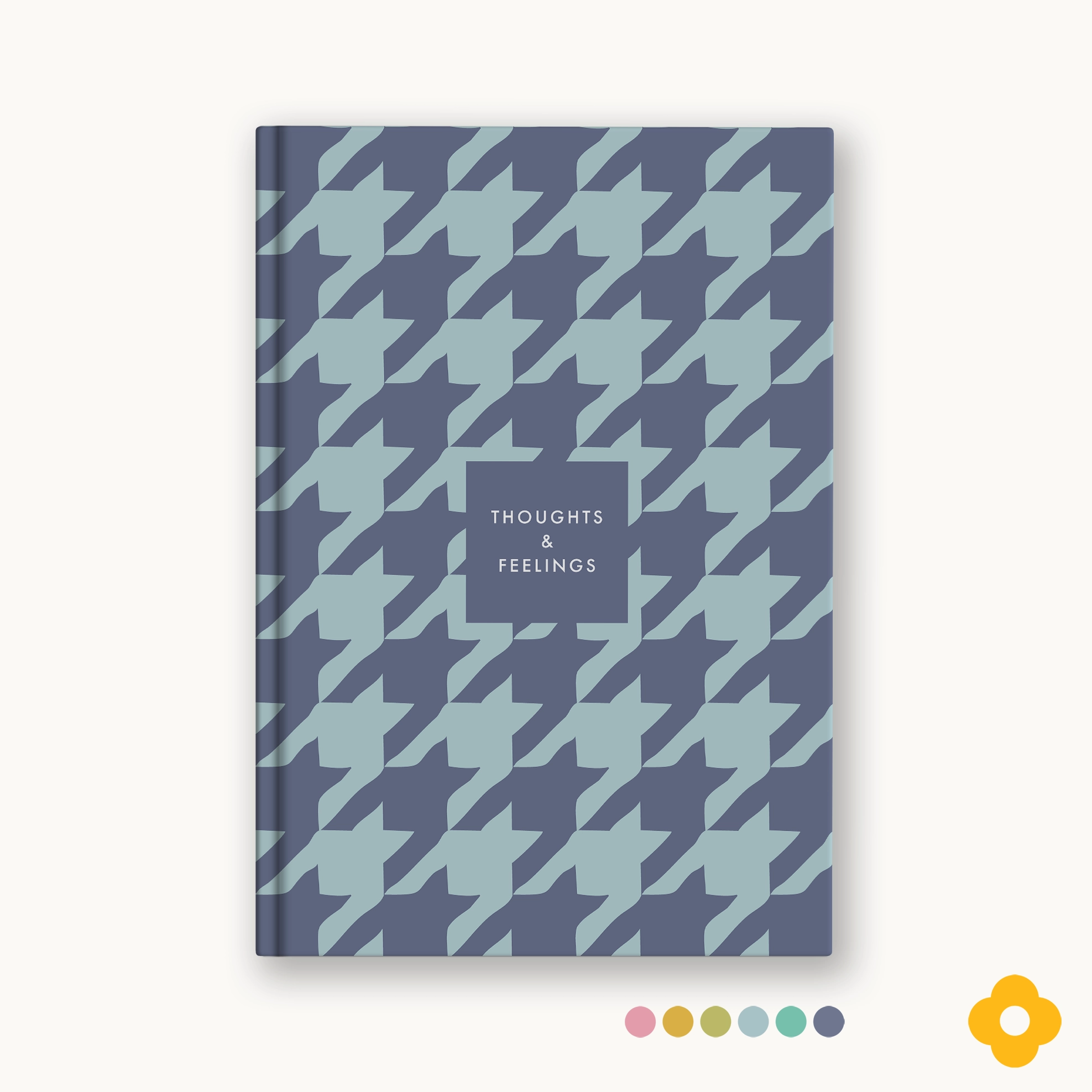 Thoughts and Feelings Mixed Houndstooth Pattern Journal, A5 in 6 Colours