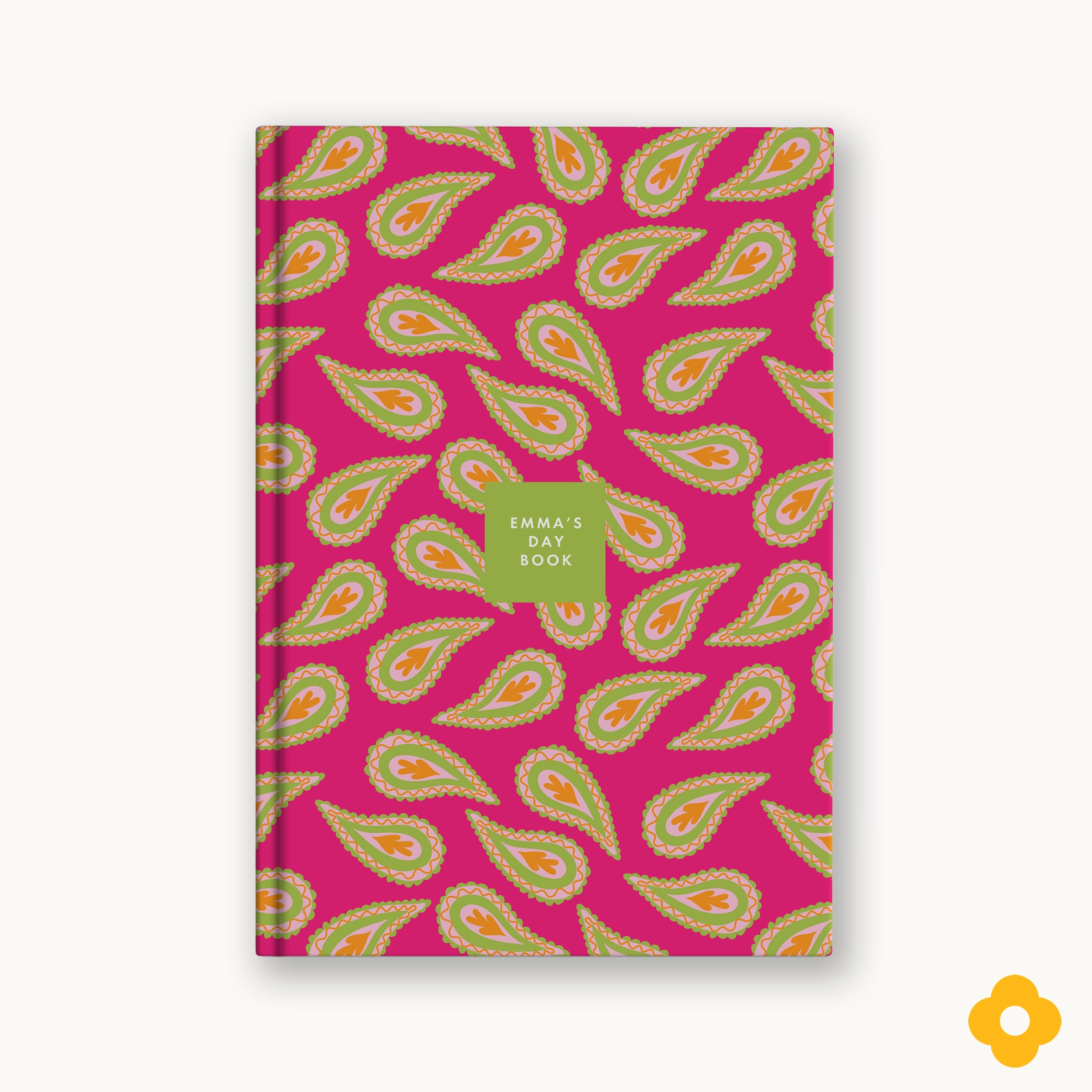 Raspberry Paisley Personalised Notebook | A5 Hardcover with Plain or Lined Pages