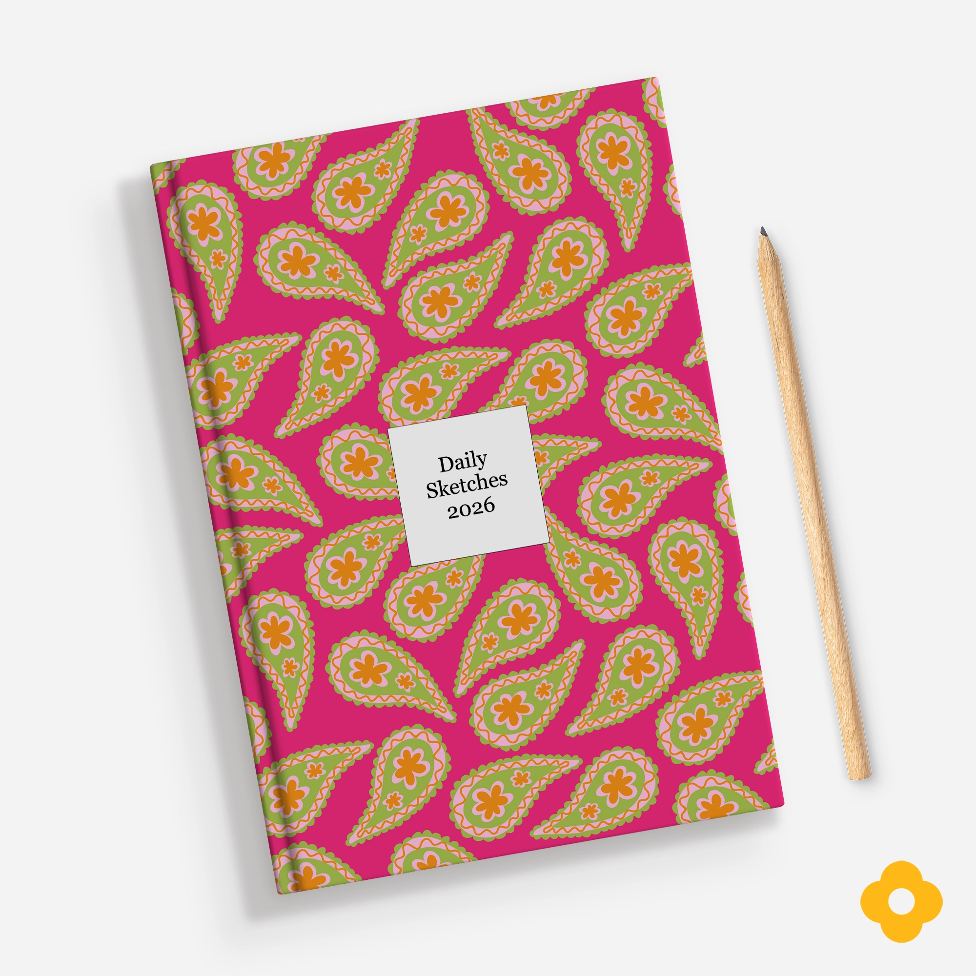 Raspberry Paisley Daily Sketches Journal 2026 – Blank Page Sketchbook
