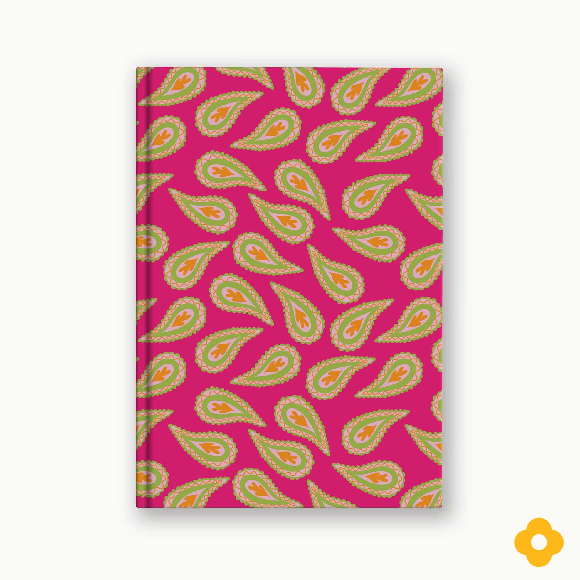 Raspberry Paisley Designer Notebook | A5 Hardcover with Plain or Lined Pages