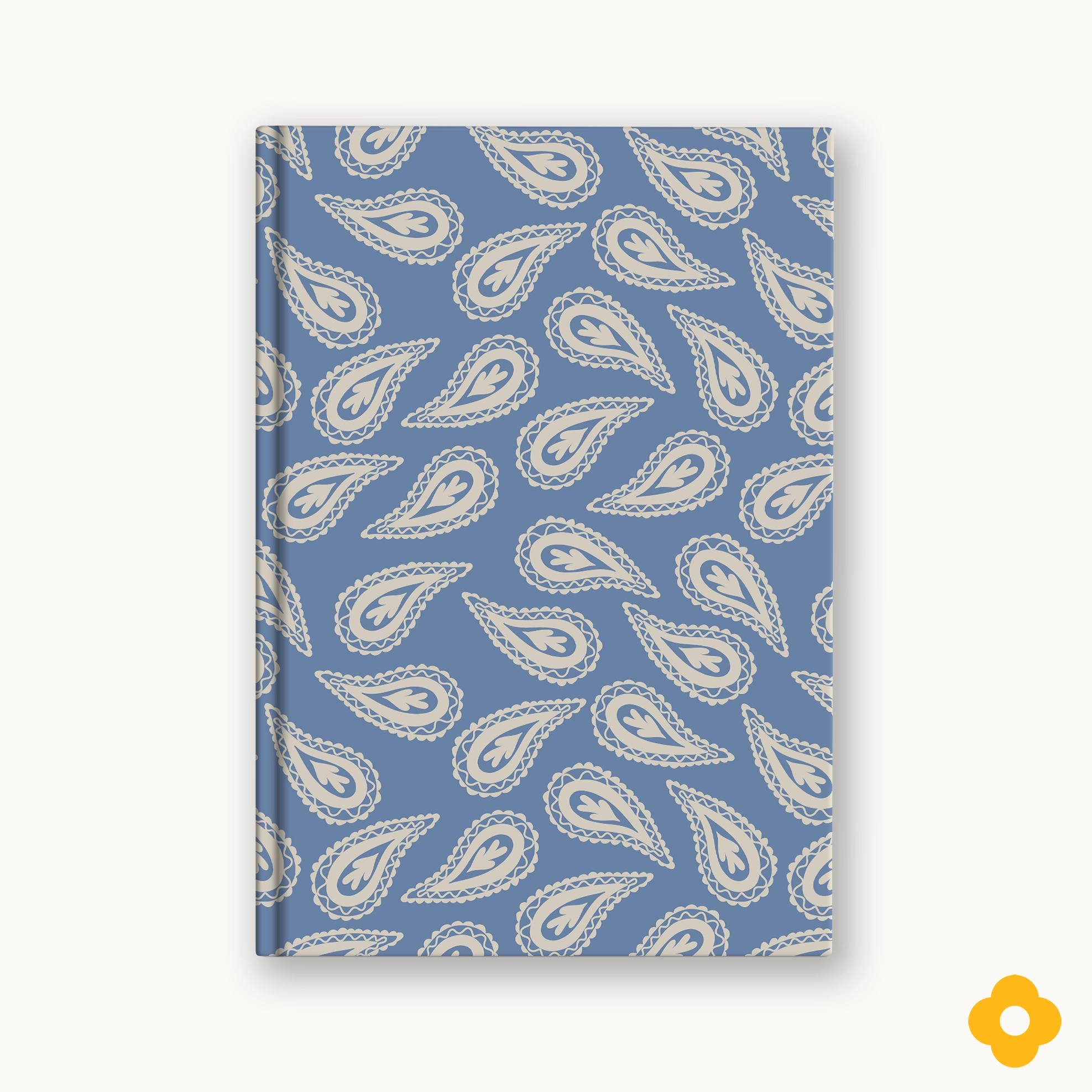 Ivory White on Soft Blue Paisley Designer Journal Notebook