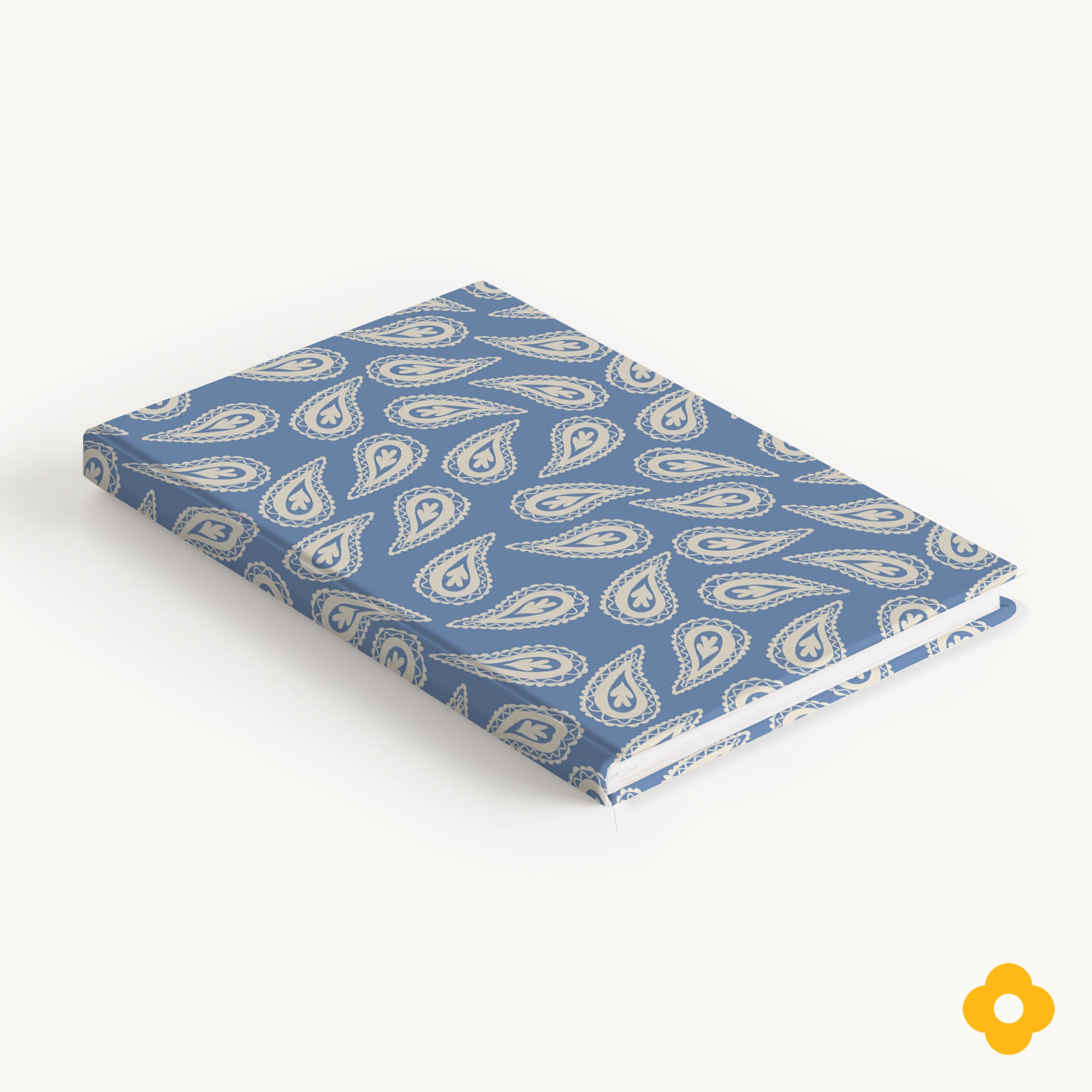Ivory White on Soft Blue Paisley Designer Journal Notebook - Image 3