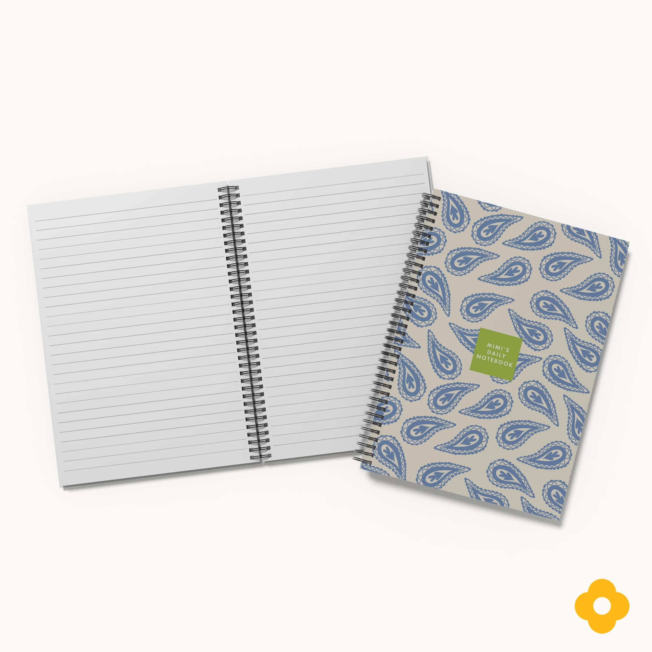 China Blue Paisley on Ivory White Personalised Spiral Notebook