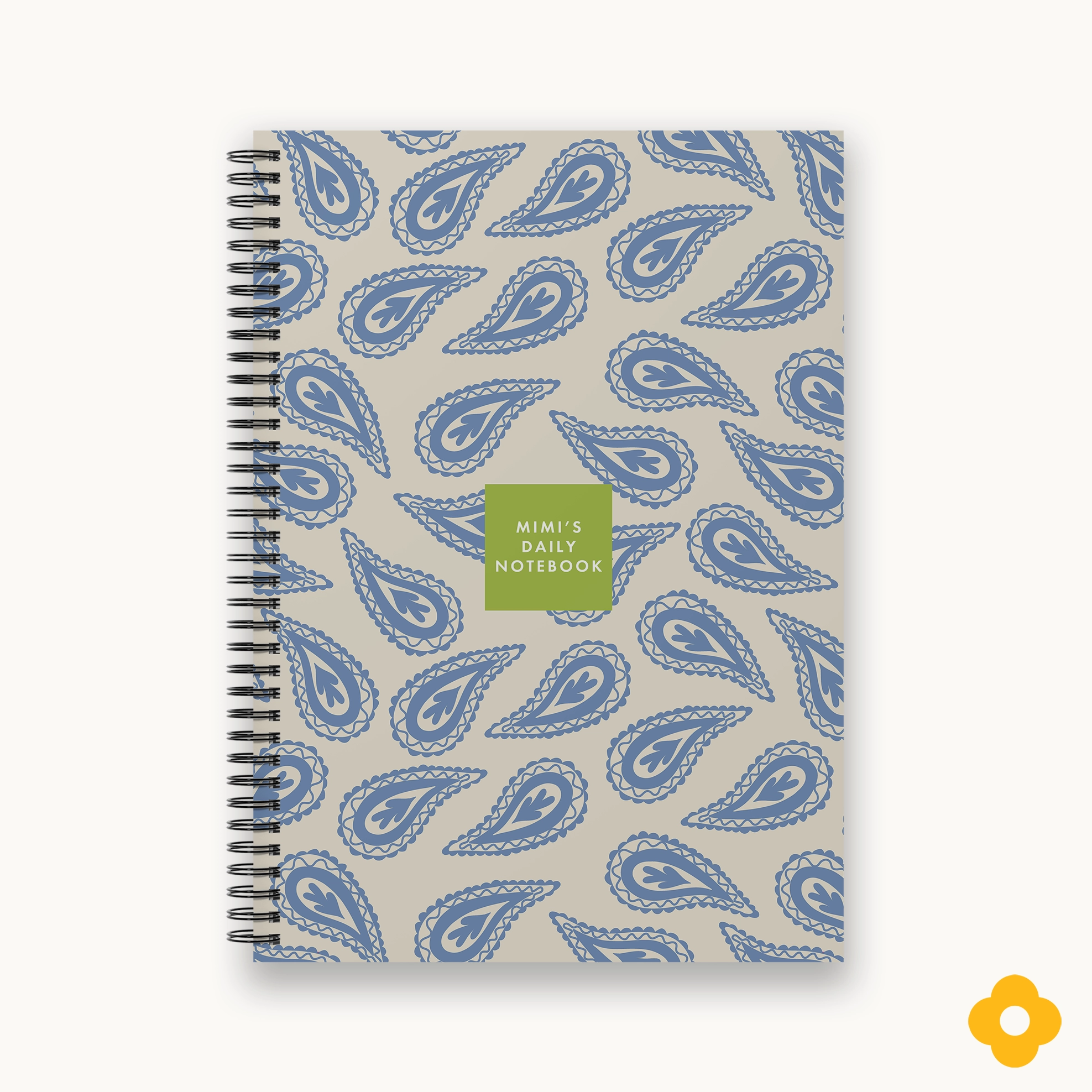 China Blue Paisley on Ivory White Personalised Spiral Notebook
