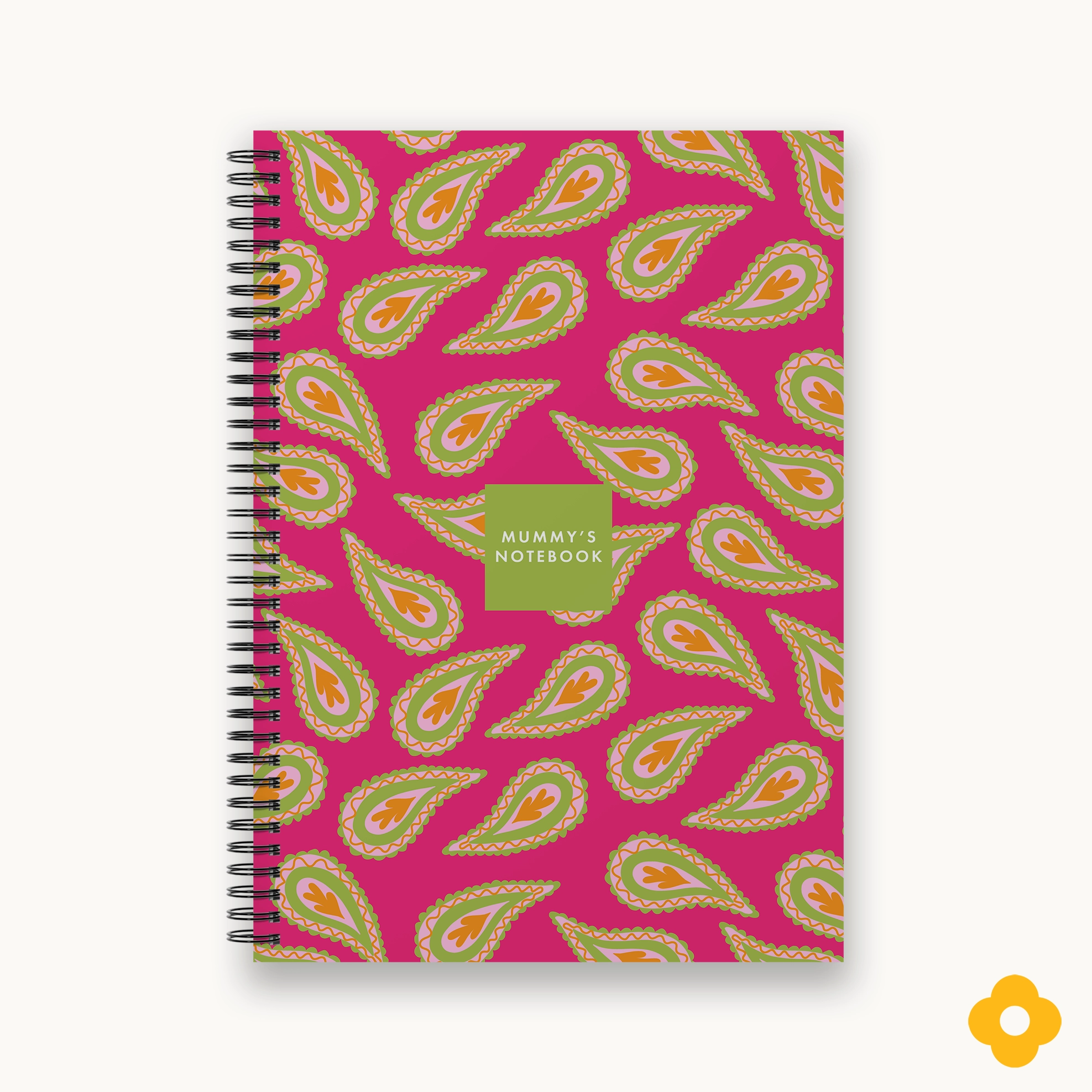 Raspberry Paisley Personalised Spiral Notebook | A5 Softcover